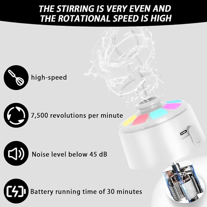 PROCHAIN Electric Protein Shaker Bottle, Protein Shakes Mixer, Portable Pre Workout Self Mixing Cup, Made with BPA-Free Tritan, 22oz