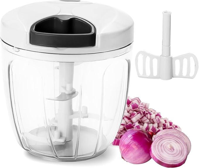 Manual Vegetable Chopper Pull String Food Chopper Sharp Blades Garlic Mincer with Container Onion Cutter for Chili Meat Nuts Herb