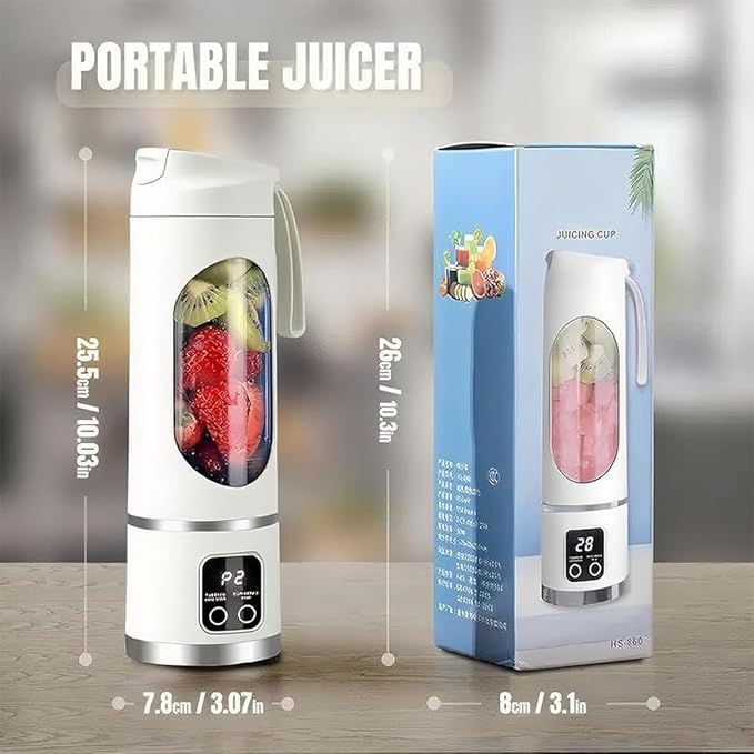 Digital Multimode Juicer Blender - Smart LED Display, Diet-Friendly，Leak Proof Design for Smoothies Liquid Diet, Shakes & Food, 12 Blades | 3-Speed 450ml Portable Blender (Purple)
