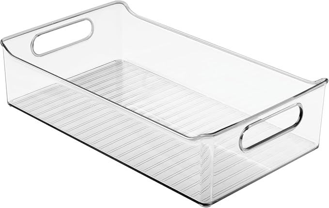 iDesign Plastic Pantry Storage Organizer Bin with Handles, Set of 2, Clear Bins