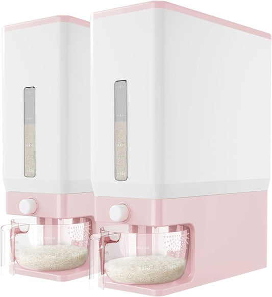 2 Pack Rice Dispenser 25 Lbs(11.3kg), Pink