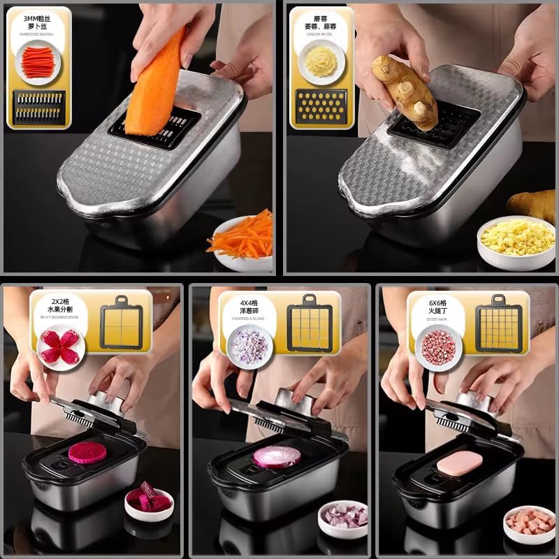 Nirvair 9-in-1 Manual Vegetable Chopper with Container & Slicer - Image 2