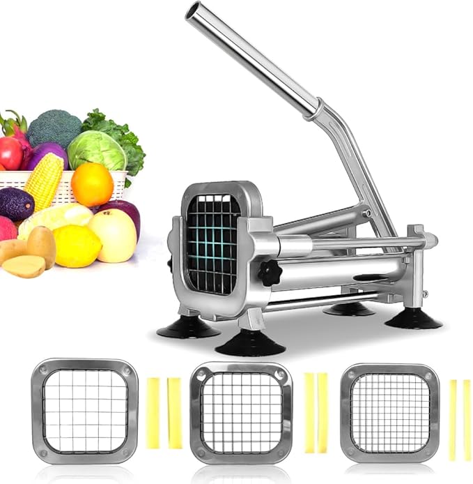 French Fry Cutter Stainless Steel Heavy Duty Manual Potato Slicer Commercial 3/8 Inch Blades Potato Cutter Blade (Accessory 3/8" Blade)