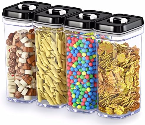 Airtight Food Storage Containers with Lids – 4 Piece Set Air Tight Kitchen Storage Containers Clear Pantry Organization and Storage Set BPA-Free - Keeps your Food Fresh & Dry