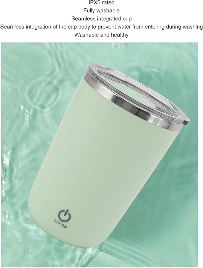 Shaker Bottle 11.8oz Electric Mixer Cup Stainless Steel Self Stirring Blender USB Rechargeable Coffee Mug for Sports, Workouts, Office(Green)