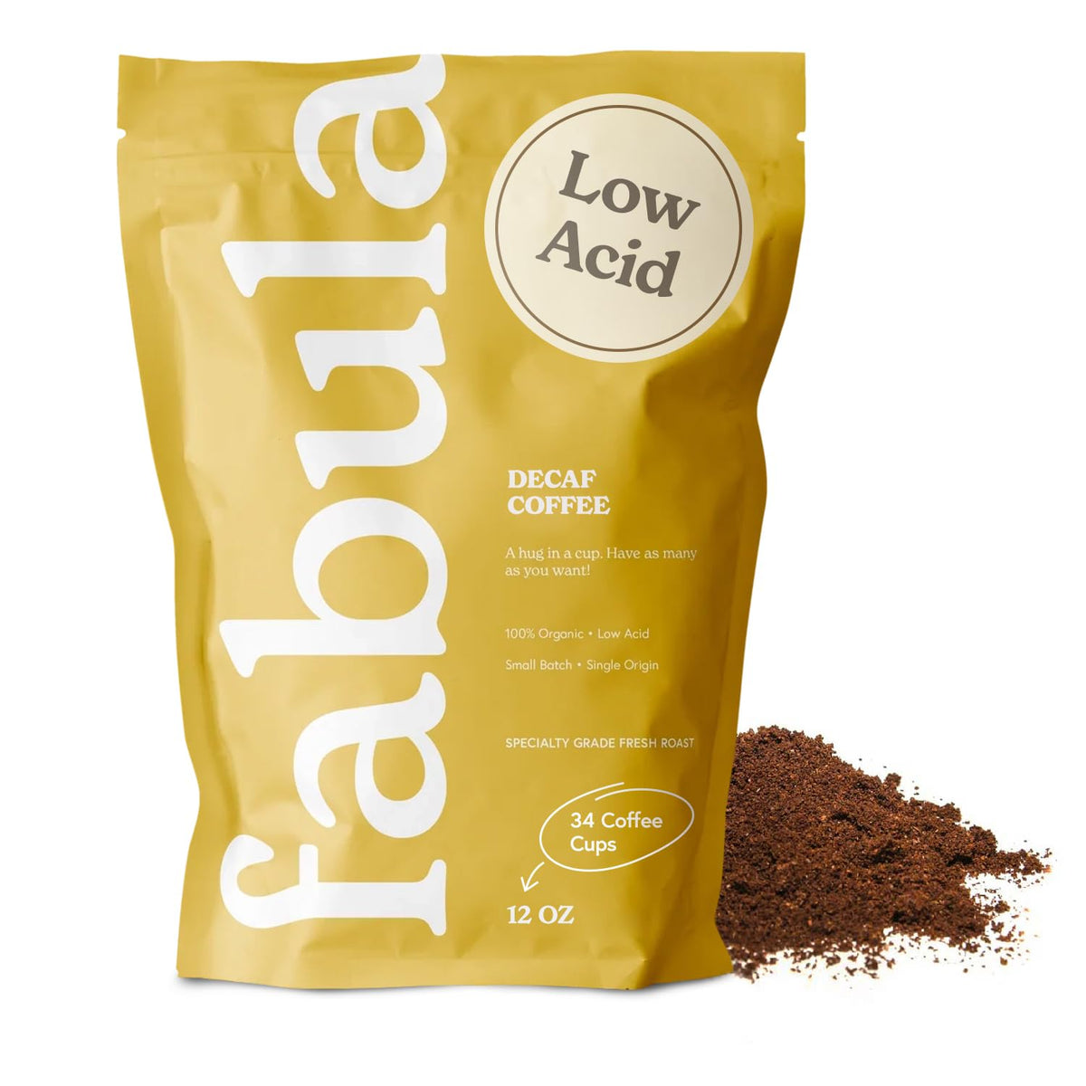 Low Acid Decaf Coffee Ground, USDA Organic Coffee Medium Roast - Single Origin - Non-GMO - No Molds - Mycotoxins Pesticides Free Coffee - 12 Oz