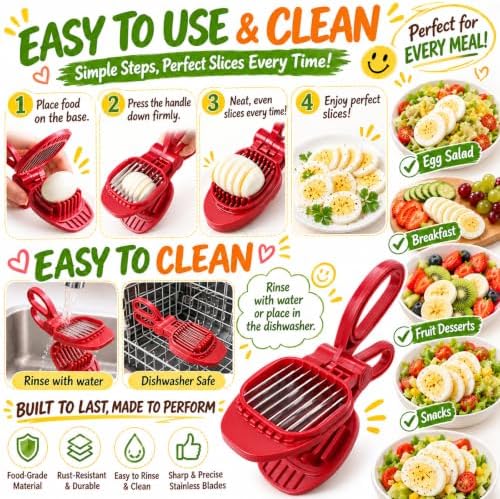 JAYVAR Large Egg Slicer for Hard Boiled Eggs with 304 Stainless Steel Blade - Image 4