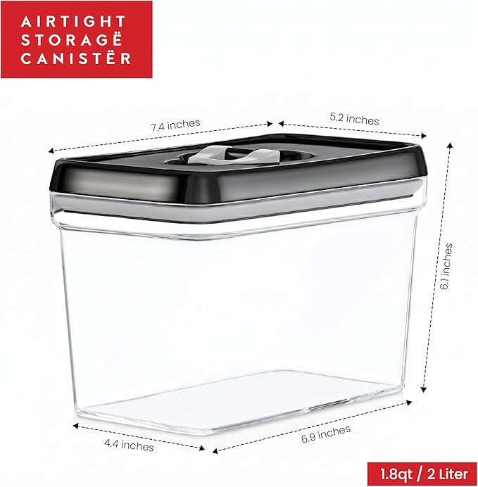 DWËLLZA KITCHEN Airtight Food Storage Containers - Pantry Snacks Kitchen Container, Baking Supplies, 4LB Sugar & Flour Canister - 4 Pc Set All Same Size - Clear Plastic BPA-Free - Keeps Fresh & Dry