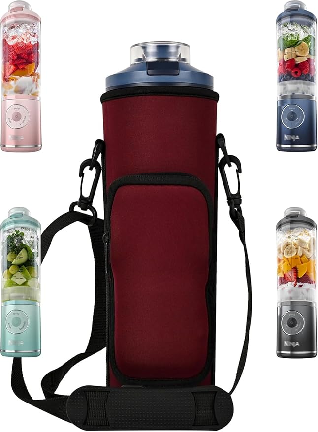 Blender Storage Sleeve Blender Travel Bag for Ninja Blast Max Portable Blender BC251NV/BC251GY/BC251MT/BC251PK/BC251LD/BC251IV with Shoulder Strap and Accessory Pocket (WineRed)