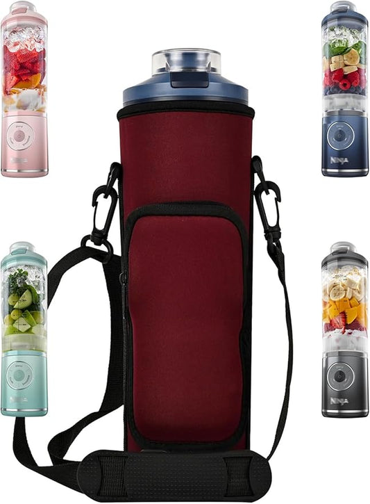 Blender Storage Sleeve Blender Travel Bag for Ninja Blast Max Portable Blender BC251NV/BC251GY/BC251MT/BC251PK/BC251LD/BC251IV with Shoulder Strap and Accessory Pocket (WineRed)