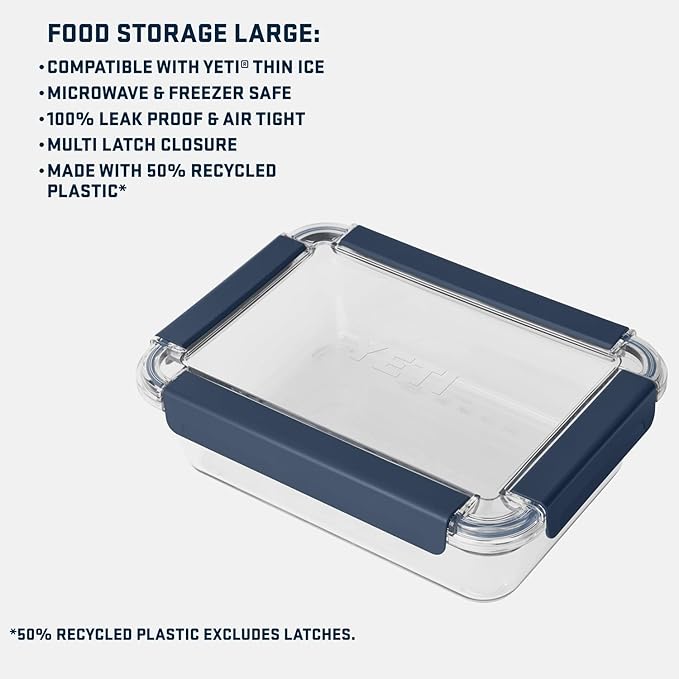 YETI Plastic Food Storage Container, BPA Free, Locking & Airtight Lid, Microwave, Freezer, and Dishwasher Safe, Leak-Proof, Cooler and Thin Ice Compatible