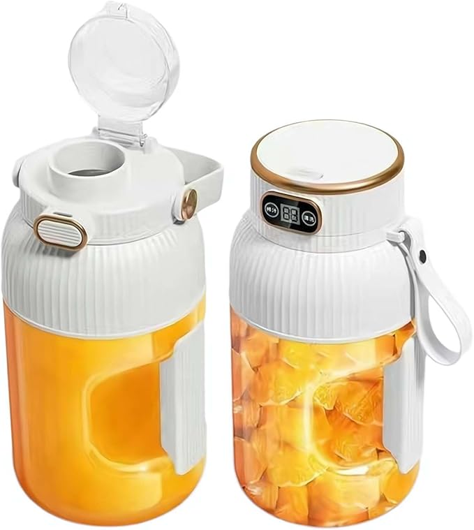 Portable Blender,On the Go Blender,Multifunctional Juicer Cup with Digital Display,Fresh Juice Portable Blender for Smoothies or Shakes,Wireless USB Rechargeable Fruit Blender for Outdoor (White)