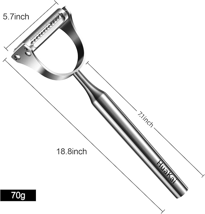 Stainless Steel Vegetable Peeler, 2-in-1 Multi-Function Design,Various Fruits and Vegetables/Straight-edge blades for peeling/Serrated blades for Julienne/Silver (Upgraded Version)