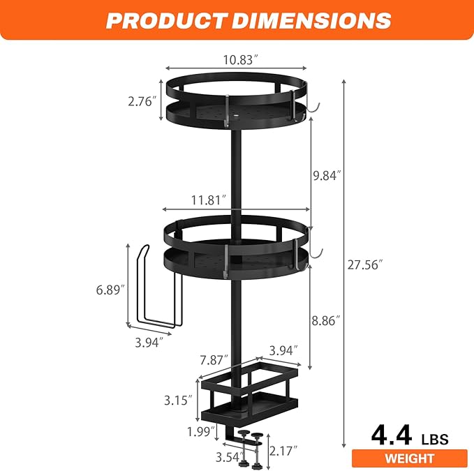Griddle Caddy for Blackstone Griddle Accessories, BBQ Caddy with Paper Towel Holder, Rotating Condiment & Utensil Organizer, Outdoor Kitchen Accessories for Camping, RV, Patio & Tailgating