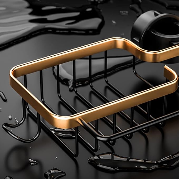 Faucet Sponge Holder Kitchen Sink Caddy Organizer Over Faucet Hanging Drain Rack (Normal, Golden)