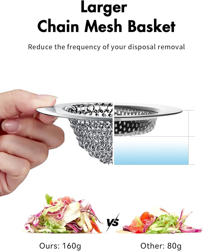 Sink Strainer with Stopper, Wokdada Revolutionary Clog-Free Food Catcher for Garbage Disposal