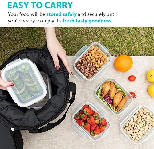 6 Pack Glass Meal Prep Containers, Glass Food Storage Containers with Lids