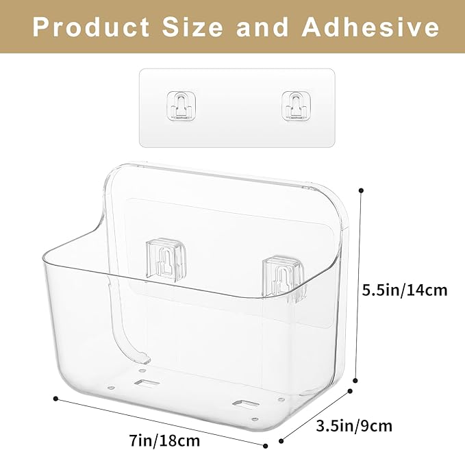 Kitchen Under Sink Cabinet Door Organizer, 4 Pack, Adhesive Clear Acrylic Wall Mount Shelf, Bathroom Makeup Storage Bins, Shower Caddy, Spice Rack, Drink Packet Sponge Dishwasher Pod Holder
