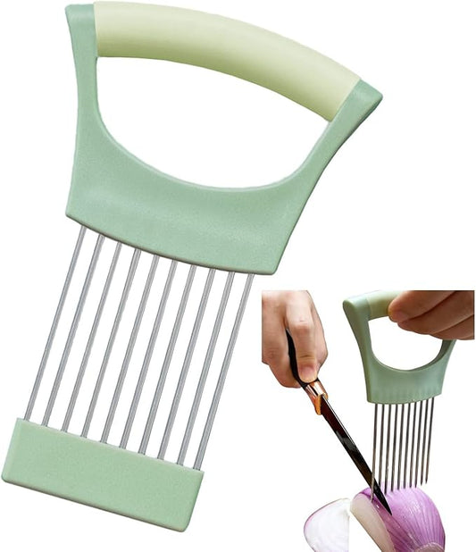 Onion Holder for Slicing Tomato Slice Holder Kitchen Chopper Assistant Tool,Vegetable Cutter with Protective Cover for Lemon,Potato,Egg,Food Slice Assistant,Kitchen Tool Gifts for Mom Grandma Women