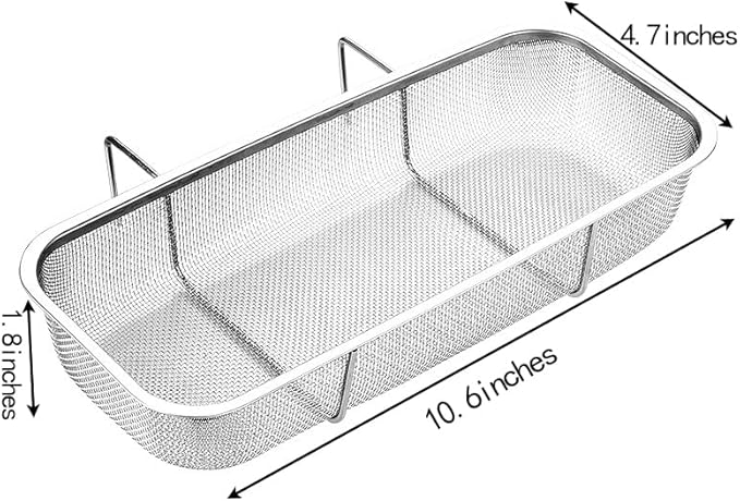 Stainless Steel Side Sink Drain Strainer Basket, Corner Hanging Sink Strainer Colander Drain Basket, Kitchen Sink Food Waste Filter and Vegetables Fruits Clean (Silver rectangle)