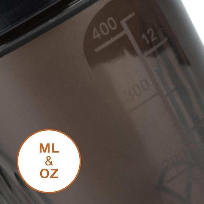A Pure Pacific Blue 12Oz 400ml Made of PP5 | Small, Measurement Marks, Stainless Whisk Blender Mixer Ball, BPA Free, -4~248 Ã‚°F, Perfect for Nutrition, Protein, Keto, Juice Powder Shaking