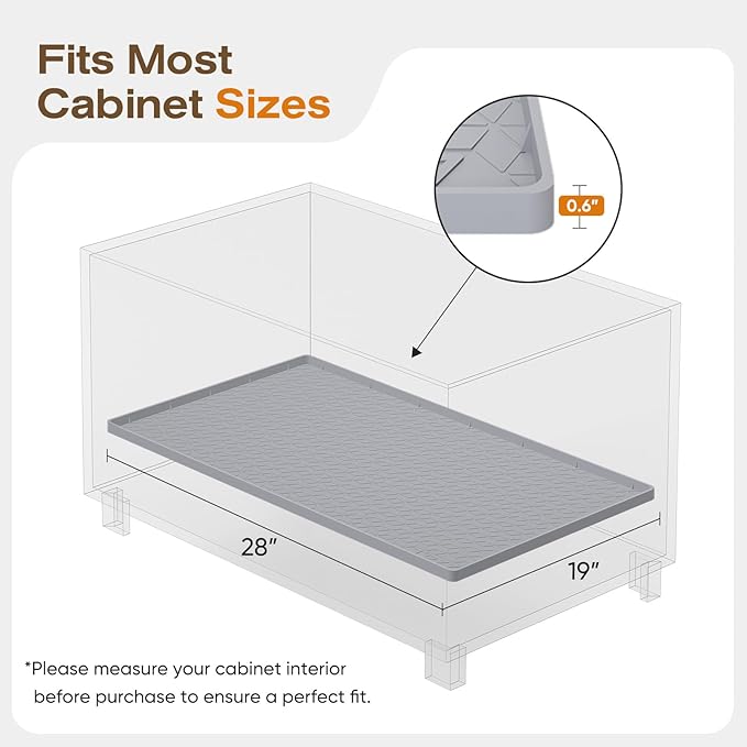 TRZZ Silicone Waterproof Under Sink Mat 28" x 19", Drip Tray and Cabinet Liner for Kitchen and Bathroom, Prevents Water Damage and Organizes Cabinets (Mint Green)