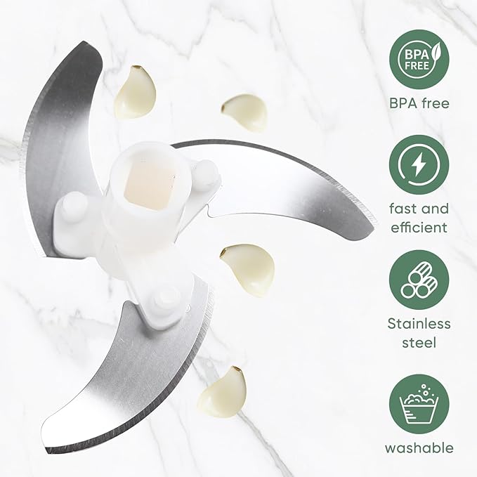 Garlic Chopper with Container, Manual Food Chopper Pull-String, Vegetable Onion Mincer, Hand Food Processor, Kitchen Cutter for Chili Ginger Herb Seasoning, Green 500ml