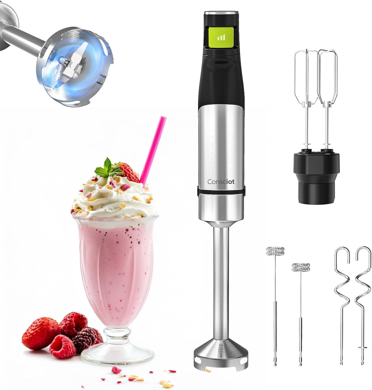 4-in-1 Immersion Blender Handheld Max 1100W, Trigger Speed Control