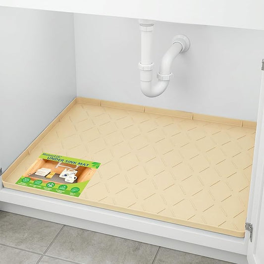 Under Sink Mats for Kitchen Waterproof 28"X19", Khaki