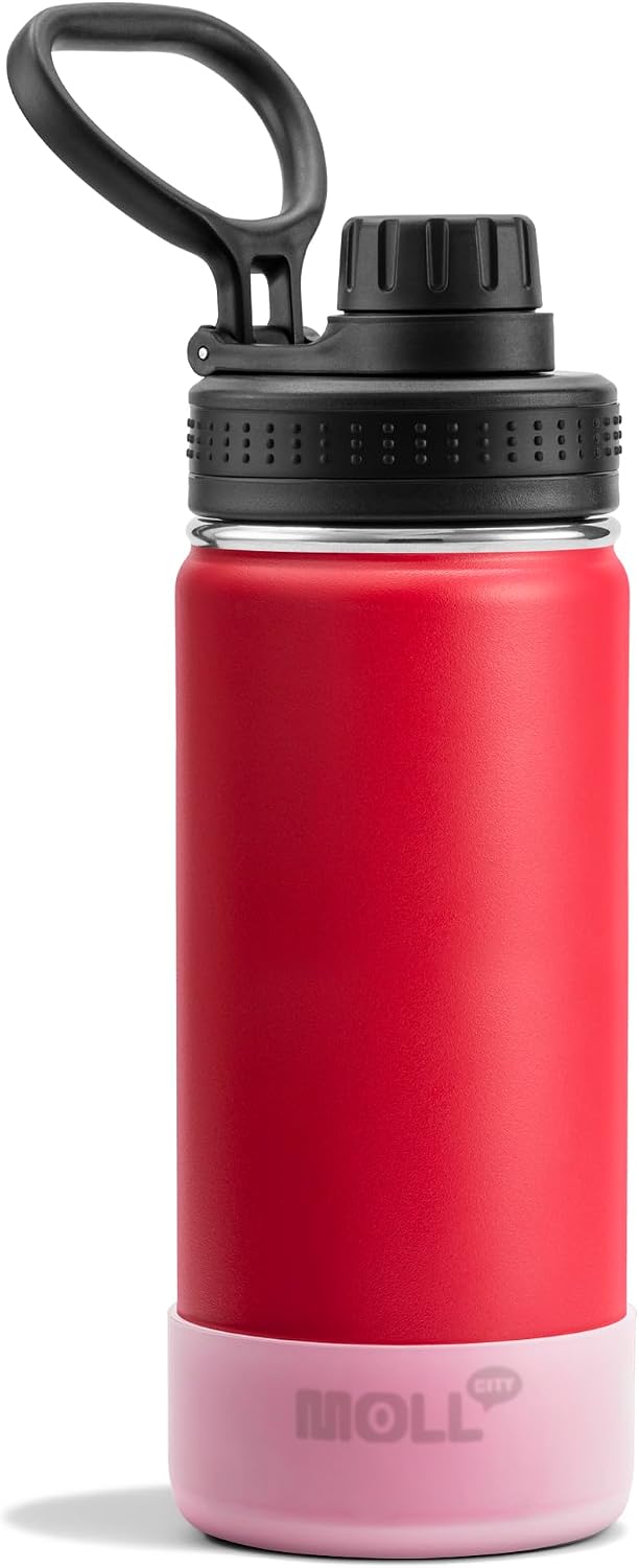 16 oz Stainless Steel Kids Water Bottle for School, Canyon Red