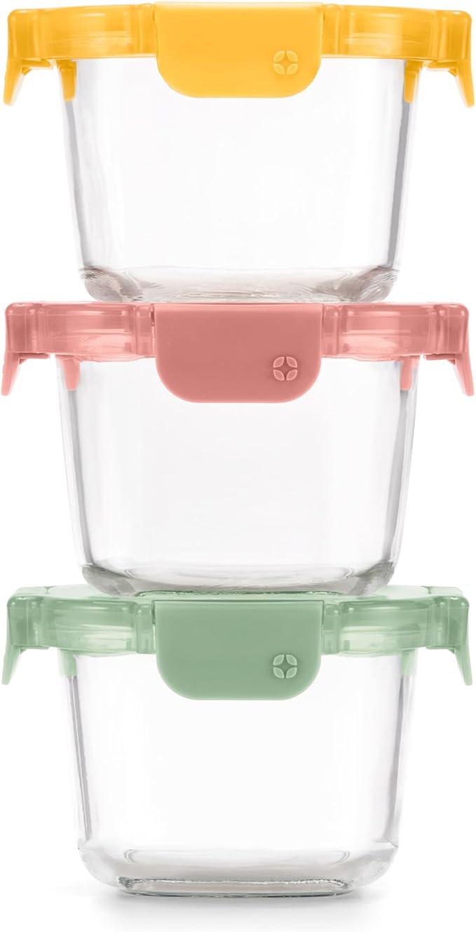 Ello Color Lock 8PC Mixed Glass Food Storage Sets, Leak-Proof Glass Food Storage Containers