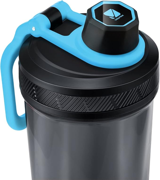 VOLTRX Shaker Bottle, Gallium USB C Rechargeable Electric Protein Shake Mixer, Shaker Cups for Protein Shakes and Meal Replacement Shakes, BPA Free, Made with Tritan, Blue, 27oz