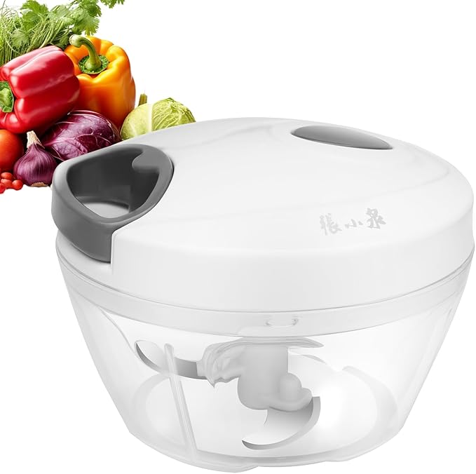 Manual Vegetable Chopper Pull String Food Chopper Sharp Blades Garlic Mincer with Container Onion Cutter for Chili Meat Nuts Herb