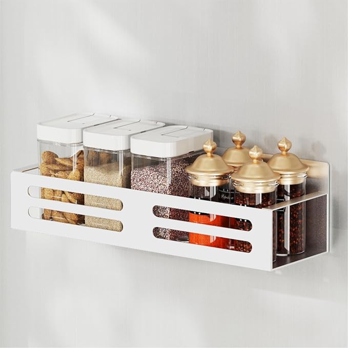 Magnetic Spice Rack for Refrigerator, Metal Spice Rack Organizer, Magnetic Shelf for Fridge 4Pack White