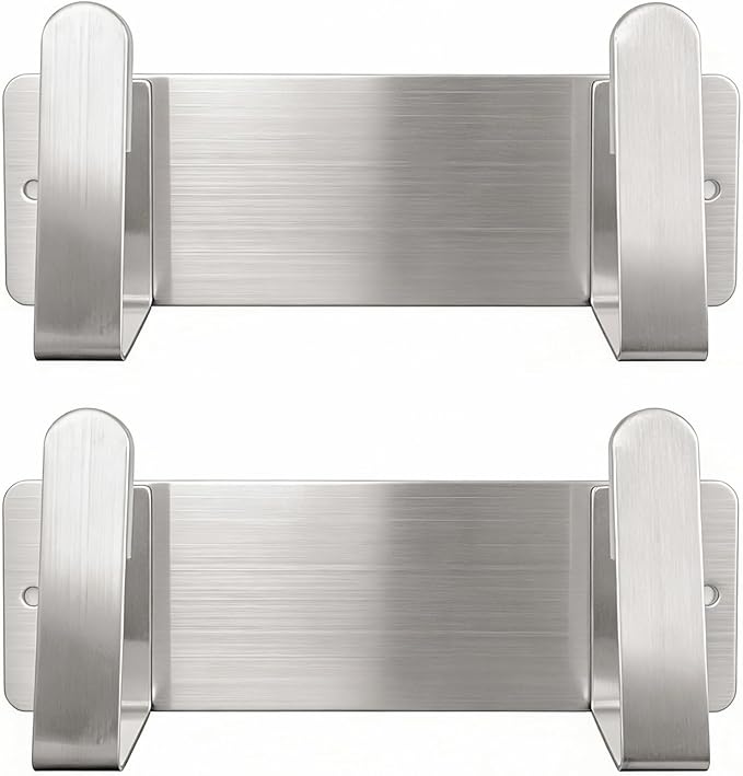 2 Pack Stainless Steel Wall Mounted Cutting Board Holder, Punch-Free Adhesive Pot Lid Organizer, Multifunctional Kitchen Storage Rack, Rustproof Heavy Duty