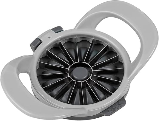 PrepWorks by Progressive Dishwasher Safe 16-Slice Thin Apple Slicer and Corer with Attached Safety Cover (Grey)