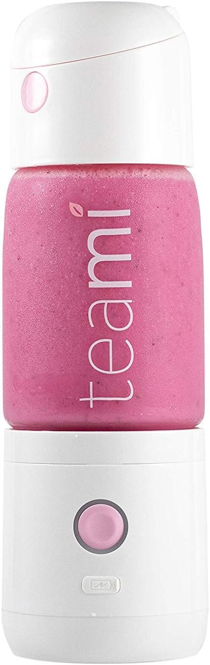 Teami MIXit Portable Blender 2.0 - USB Rechargeable, 18.6oz, GLASS - Use at the Office or Gym - 30 Seconds for Smoothies and Protein Shakes, Personal Blender with 6 Powerful Blades (Baby Pink)
