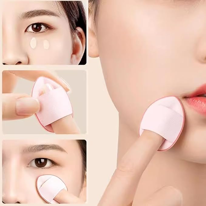 ROYHOO 75PCS Finger Powder Puff Mini Makeup Sponge Soft Beauty Makeup Blender Puff for Foundation, Face Powder, Under Eye Setting, Concealer, Repair Cream, Cosmetic Tool