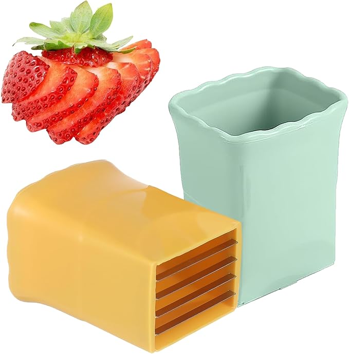 2PCS Fruit Slicer Cup Strawberry Slicer, Cup Slicer Strawberries Cutter Cup, Speed Cutter for Banana Grape Egg Kitchen Portable Slicing Tool