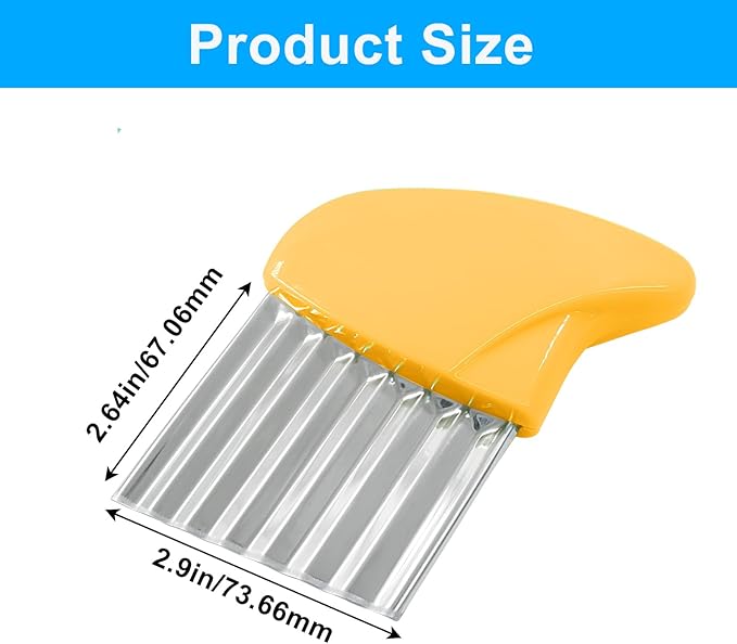 2 Pack Crinkle Cutter Stainless Steel Wavy French Fry & Vegetable Slicer for Potatoes, Carrots, Cheese, Multi-Color (Green & Yellow)
