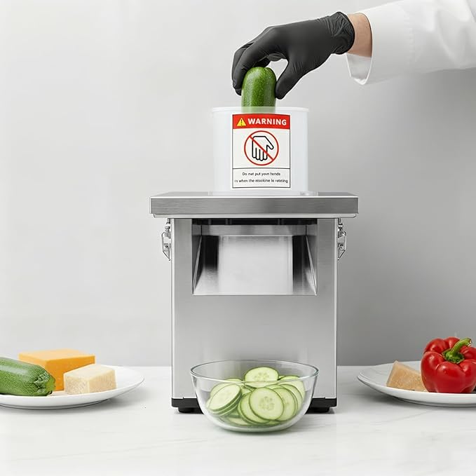 4 in 1 Commercial Vegetable Chopper, 200W Multifunctional Automatic Dicer Slicer Shredder Strip Cutter, Food Chopper Electric with Thickness Adjustable Multi Blades for Veggies & Fruits