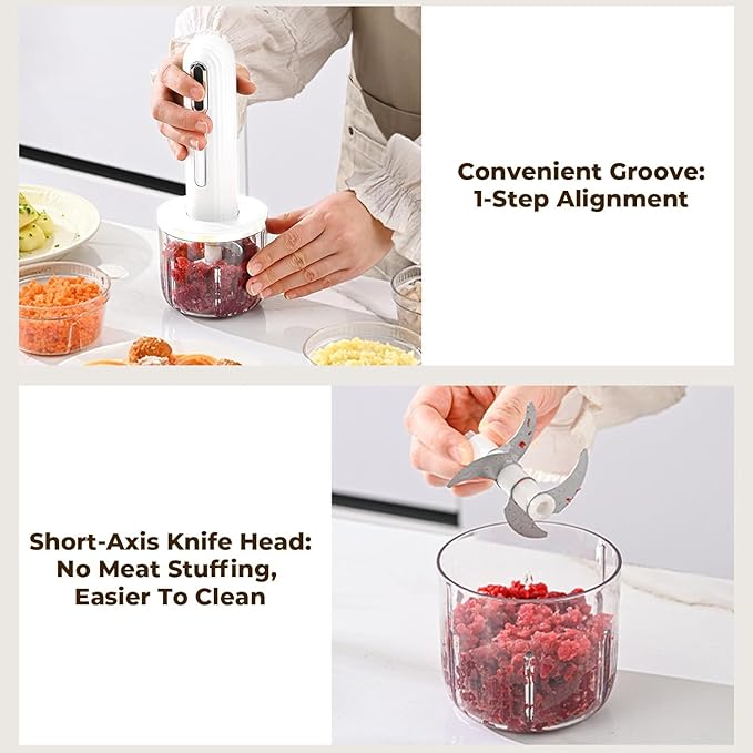 4-Cup Electric Food Chopper For Meat,Onions,vegetables,Garlic,Complementary Food, Meat Chopper Blender，Wireless Electric Food Processor