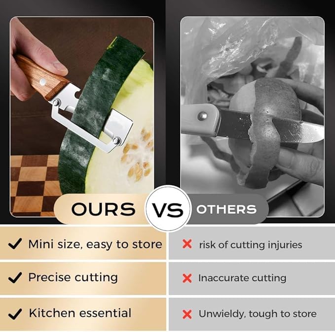 Multifunctional Vegetable Peeler, 2 in 1 Stainless Steel Peeler, Ultra-Sharp Stainless Steel Blade with Wooden Handle and Bottle Opener for Vegetables or Fruits, Kitchen Tool (Wooden+Cute)