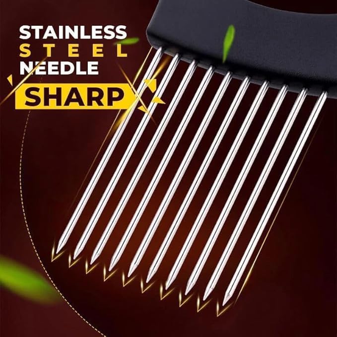 Upgrade Onion Holder for Slicing, Stainless Steel Lemon Slicer Onion Cutter for Slicing, Vegetable Cutter for Potato and Tomato, Avocados, Eggs, Meat, Kitchen Chopper Slicings Tool (Black, 1PC)