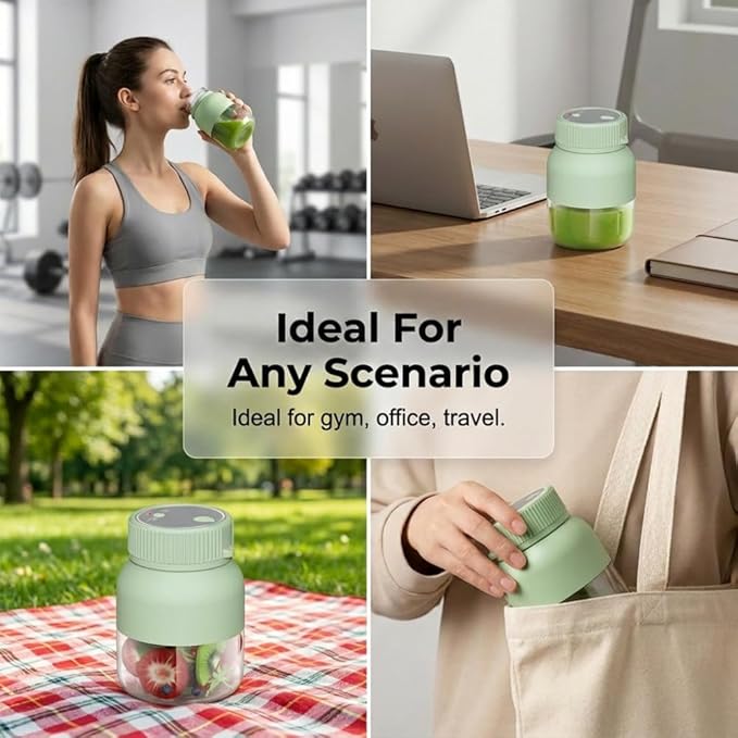 Portable Wireless Juicer Cup, 2026 Upgraded 28 Oz Electric Juicer Cup with 38-Blades, Dual Lid Compact Travel Drinking Cup, Rechargeable USB-C Personal Blender for Fruits & Vegetables (Green-2Pcs)