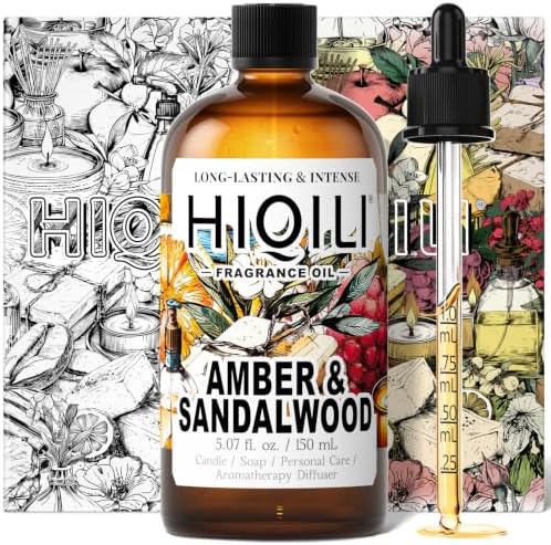 HIQILI Amber & Sandalwood Fragrance Oil for Diffuser, Candle & Soap by HIQILI