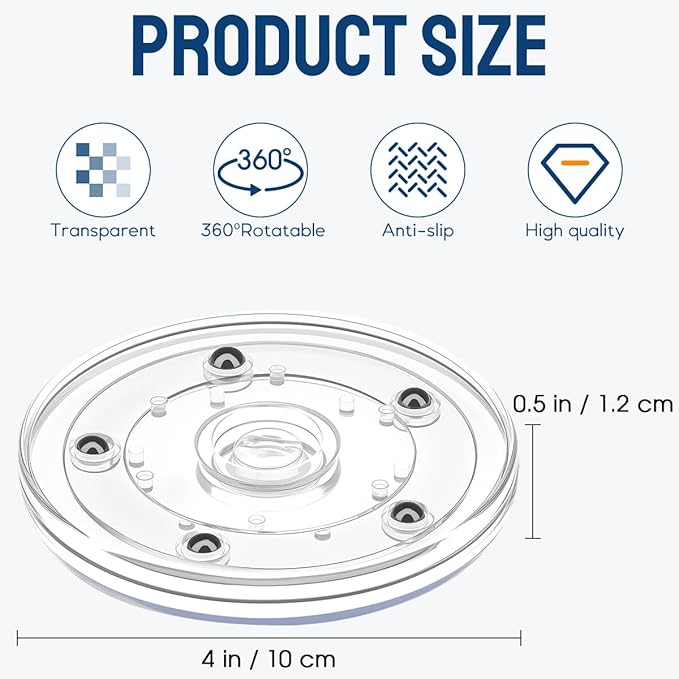 4 inch Small Lazy Susan,Lazy Susan Turntable for Cabinet,Clear Plastic Lazy Susan Organizer for Spice Rack Cake Makeup
