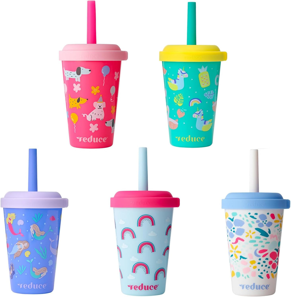 GoGo's Kids 5-Pack 12oz Tumbler Cups with Lids & Spill-Proof Straws