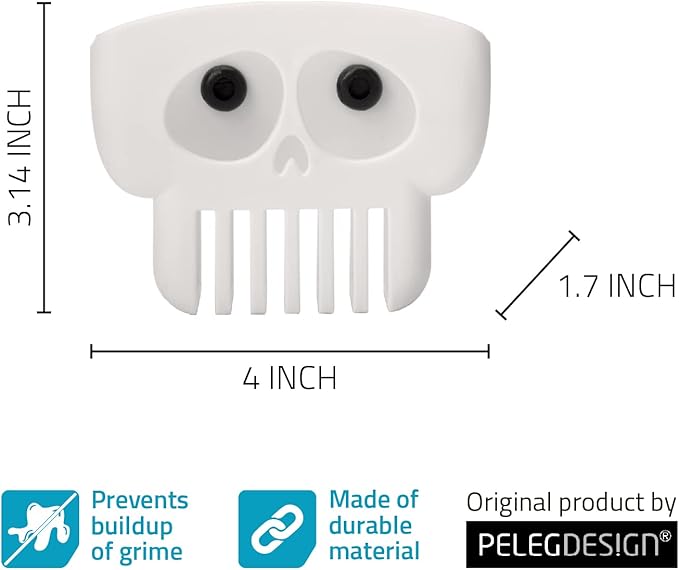 PELEG DESIGN Brain Drain White Skull Sponge Holder for Kitchen, Bath, or Sink, Drains and Dries All Types of Sponges, 1 Sponge Included