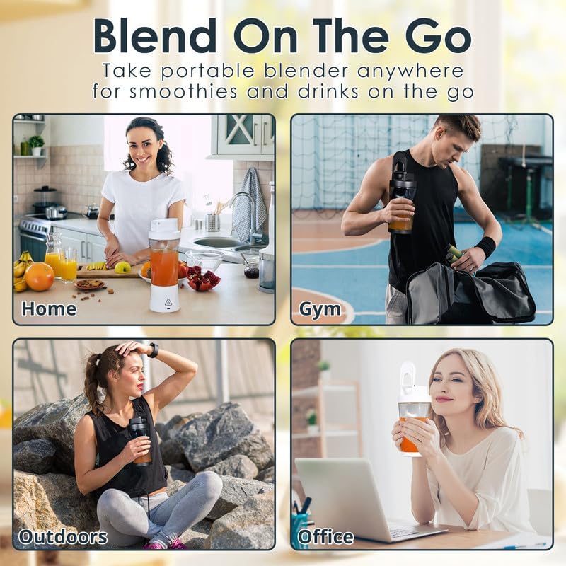 Personal Blender Wireless 24oz Cordless Mini 360 Watt Portable Blender-for Smoothies Freshly Squeezed Juices 6000mAh Self Cleaning and BPA Free Portable Juicer with 6 Sharp Blade Carbon Black - Image 6
